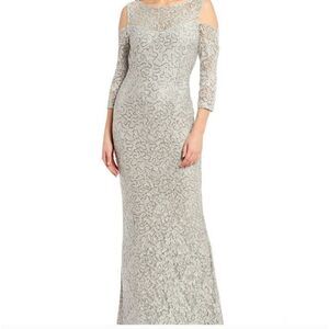 Marina Size 10 Sequin Long-Sleeve Lace Evening Gown Dress Formal Wedding NWOT A